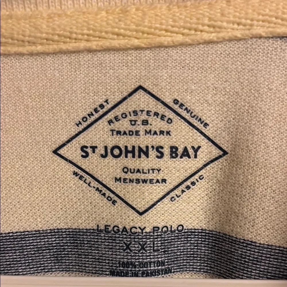 St. John's Bay Yellow and Blue Polo Shirt Casual Striped - Picture 2 of 4